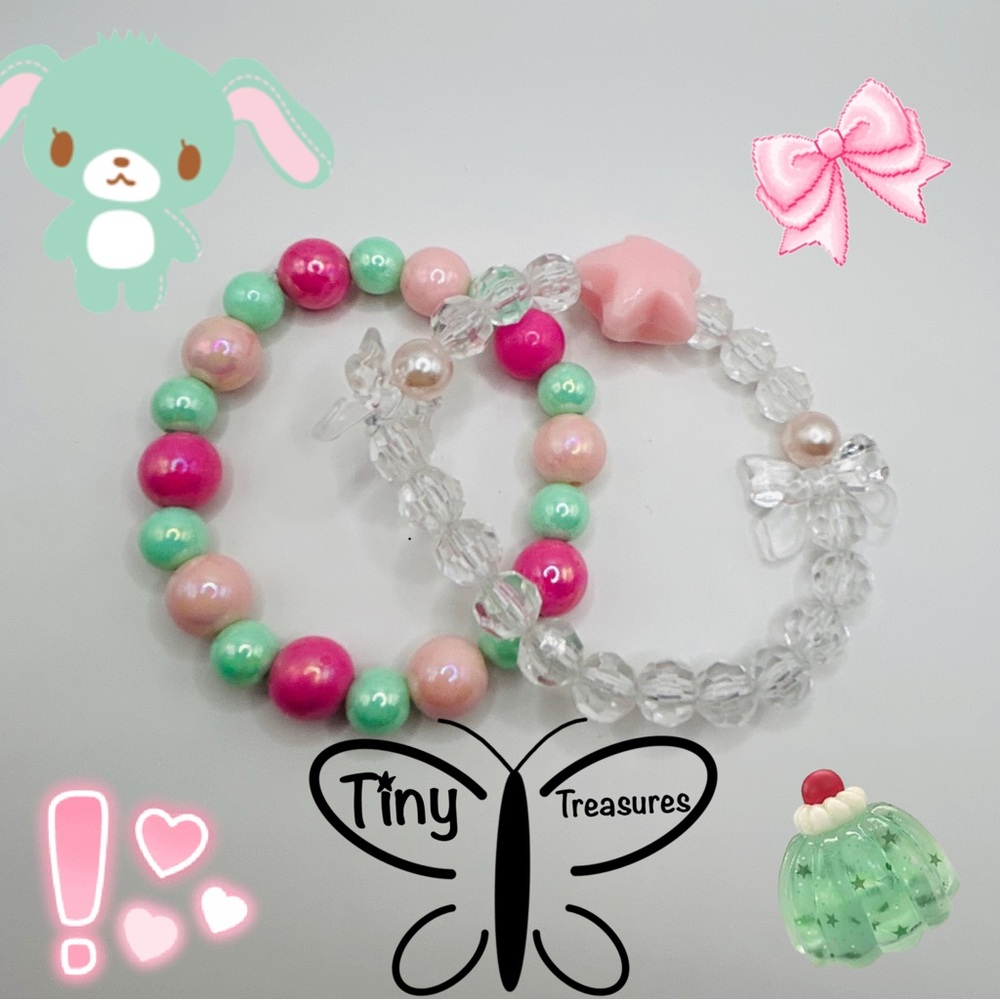 🎀Kawaii Bow and Round Bead Kandi Set🎀